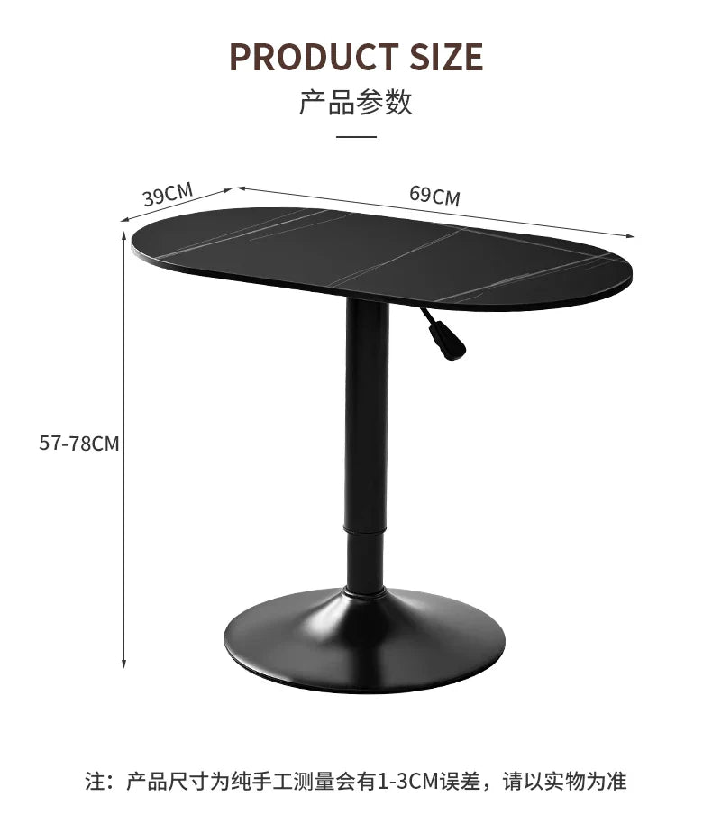 Nordic Wooden Lift Rotating Table, Bedside Table, Solid Rolling Computer Table, Carbon Steel Legs, Tea Table