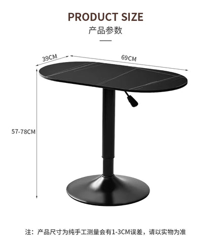 Nordic Wooden Lift Rotating Table, Bedside Table, Solid Rolling Computer Table, Carbon Steel Legs, Tea Table