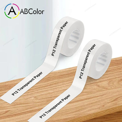 Mini Label Printer P12 Inkless Thermal Label Maker Auto Cut Label Machine Self-adhesive Sticker Printer or 2PK Label Paper Tape