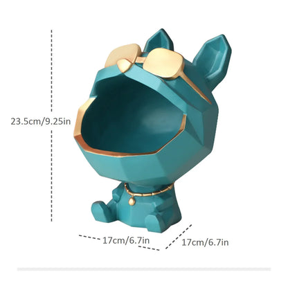 Sculpture en résine pour chien, Statue d'animal à grande bouche pour décor avec boîte de rangement pour porte-clés, Figurine de chien, ornement, cadeau de décoration