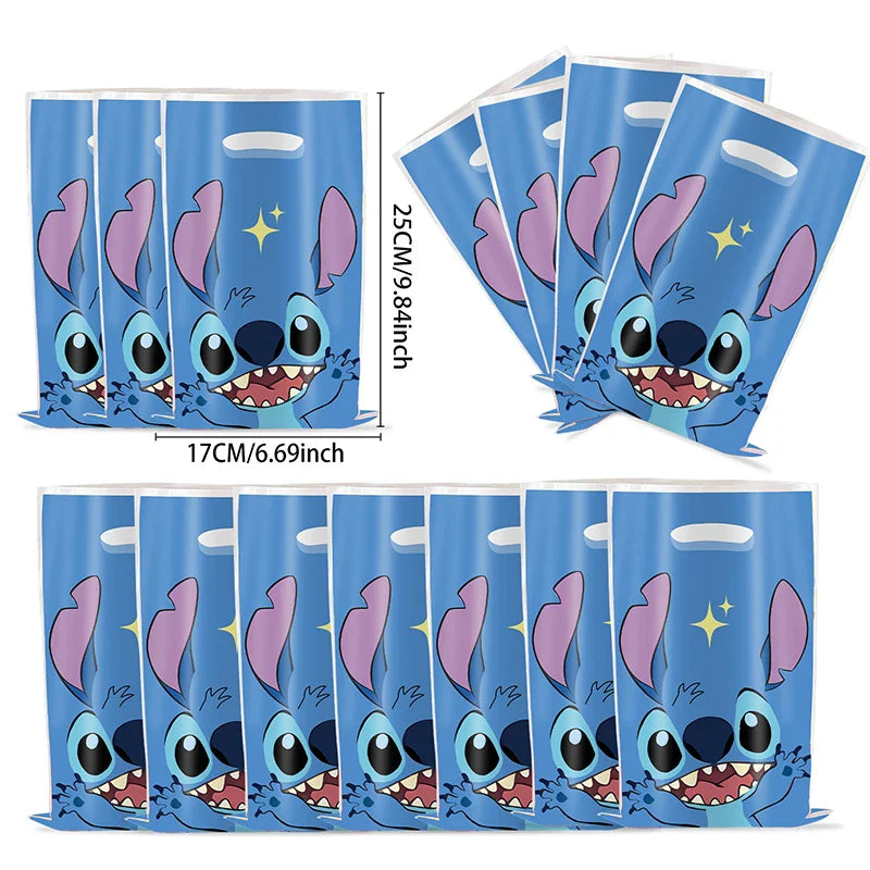 30 sacs cadeaux de fête Lilo & Stitch bleus et roses avec poignées, sacs de fête à thème Lilo & Stitch, pour fête prénatale, anniversaire d'enfants, décoration