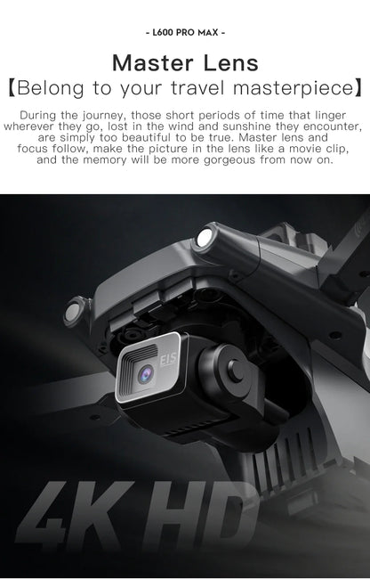 Nouveau Drone GPS L600 PRO MAX/PRO 5KM 4K professionnel HD double caméra 3 axes cardan 360 ° Jouet quadrirotor sans balais pour éviter les obstacles