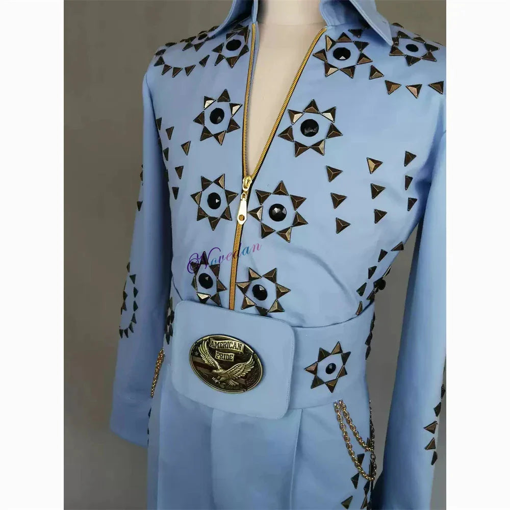 Luxury High Quality Performance Costume Diamond Rhinestones DJ Rock Singer Star Cosplay Ballroom Dance Stage Party Costume Men