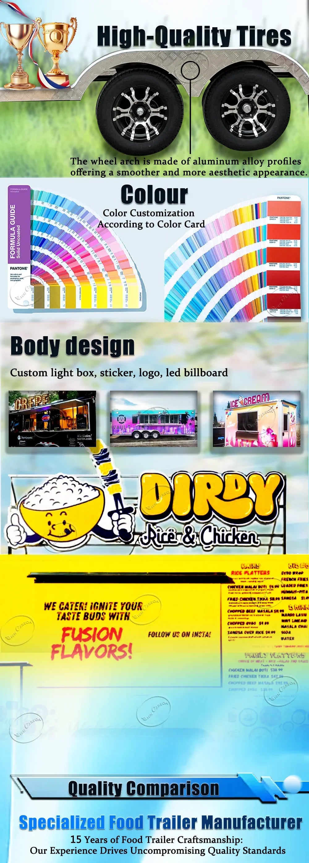 Outdoor Food Trailer for Sale Fashionable Aesthetically Pleasing Fully Equipped Mobile Kitchen Catering Business