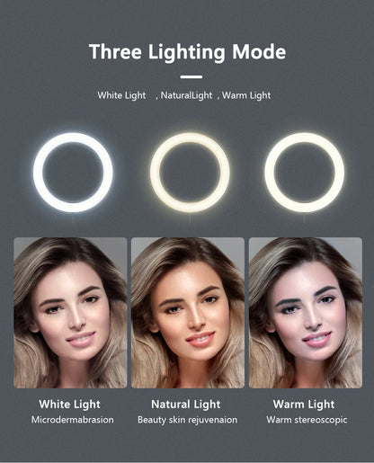 Anneau lumineux LED circulaire avec support pour téléphone, éclairage de studio, lampe pour caméra photo et vidéo YouTube, prise de vue Vlog et selfie