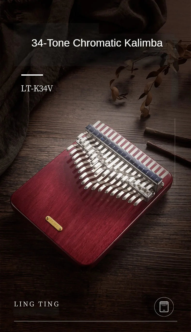 LINGTING-Kalimba à double pouce avec accessoires, clavier musical professionnel, 34 prédire, notes en C
