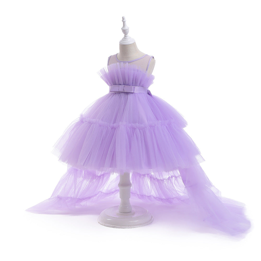 Formal evening gowns for children, elegant evening dresses for girls, with train, detachable princess dress