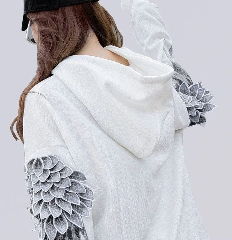 Hoodie brodé pour hommes, streetwear de luxe blanc sans marque, automne, pas cher, Emo, style Hip Hop