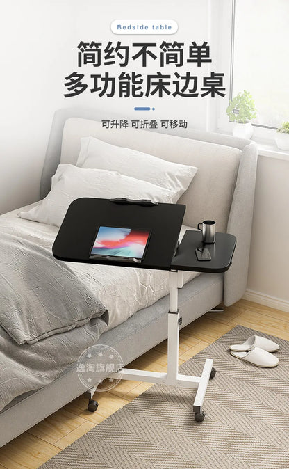 Table de lit inclinable avec roulettes, bureau de chevet réglable en hauteur, 2 ordinateurs de bureau inclinables, bureau sur pied pour ordinateur portable
