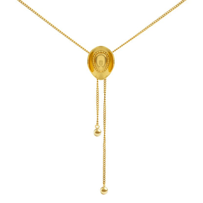 MEDFOLY Collier Chapeau de Cowgirl Western en Or pour Femmes Acier Inoxydable Anti-allergie Bolo Tie Cravate Cowboy Collier Long Western