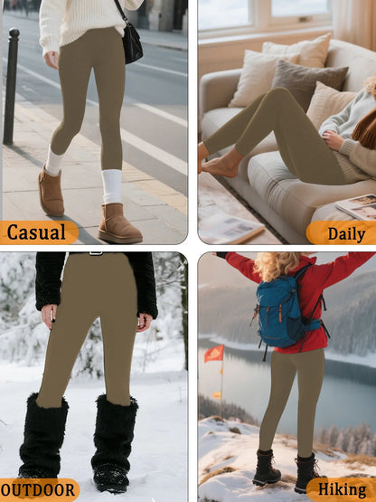 Plus size fleece lined leggings. Women's pants designed for winter yoga, workouts, and cold weather activities