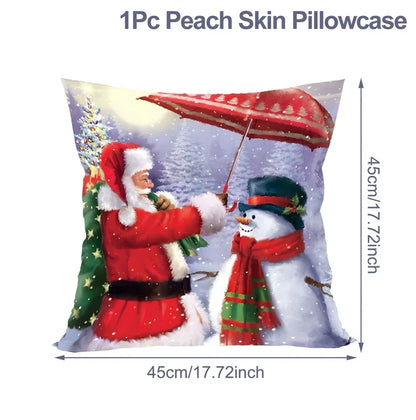 Housse de coussin de noël, père noël, décor de joyeux noël pour la maison, ornements de noël 2025, cadeaux de noël, nouvel an 2026