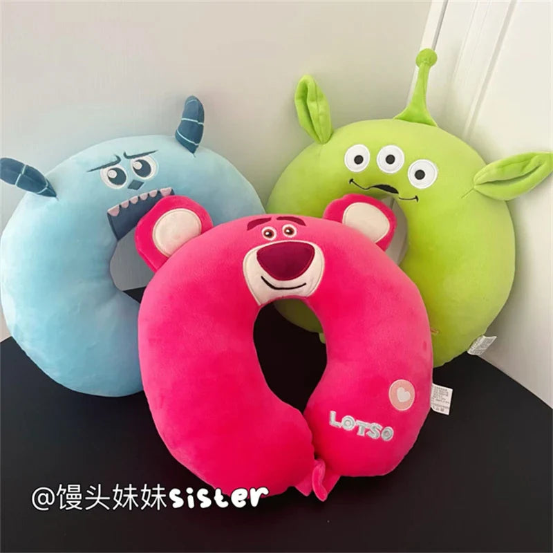 Cartoon Stitch U-shaped Neck Pillow Kawaii Stuffed Anime Comfortable Alien Sullivan Nap Pillow Airplane Travel Pillow Xmas Gifts