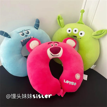 Cartoon Stitch U-shaped Neck Pillow Kawaii Stuffed Anime Comfortable Alien Sullivan Nap Pillow Airplane Travel Pillow Xmas Gifts