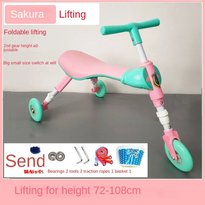 New liftable children's folding large mantis car three-wheeled scooter baby walker 1-6 years old yo-yo car
