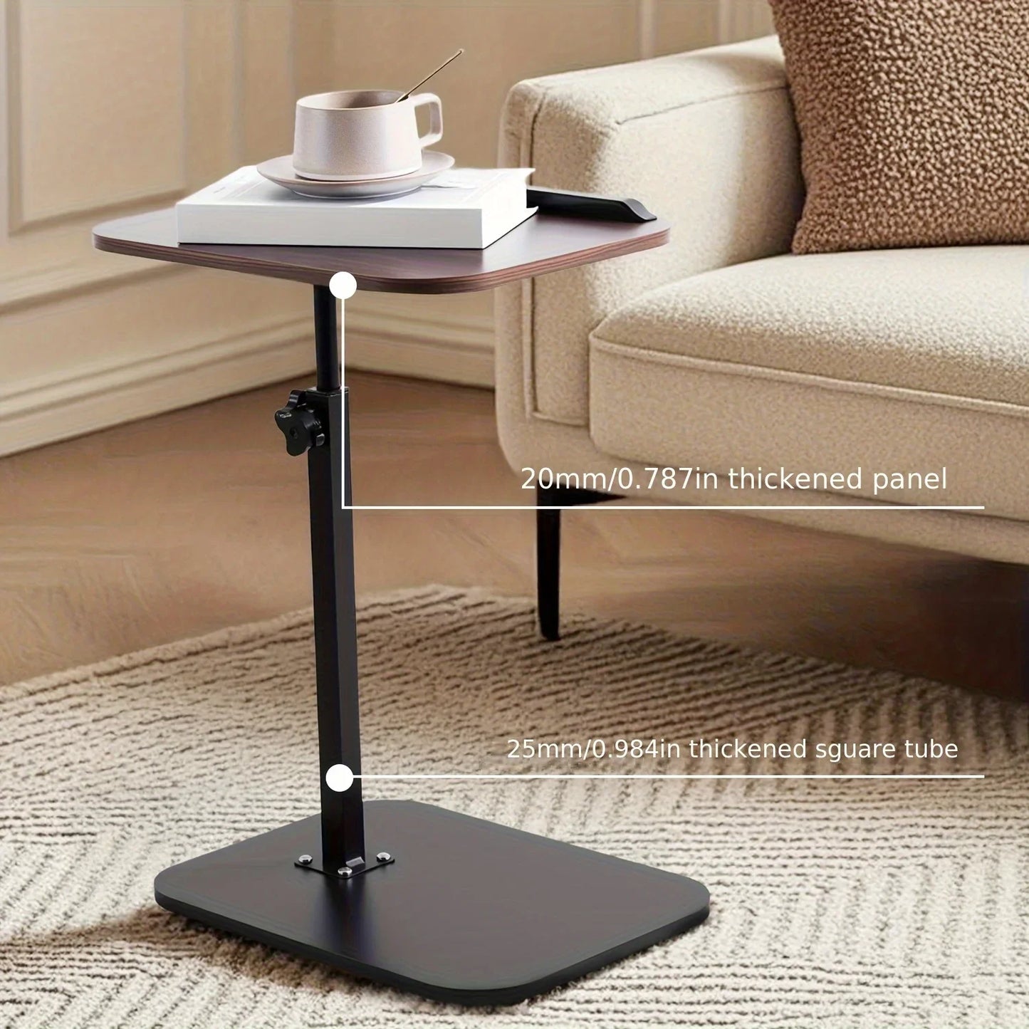 [Table d'ordinateur portable moderne] Table d'appoint moderne en forme de C à hauteur réglable |    360 °   Table rotative pour ordinateur portable, parfaite pour le canapé