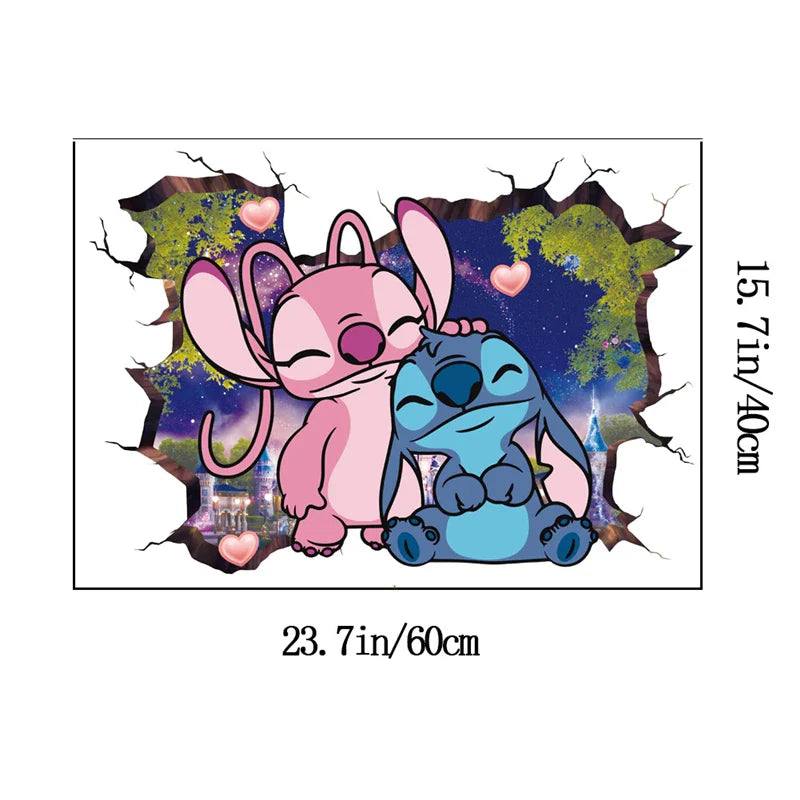 Cartoon Lilo & Stitch Movie Wall Stickers For Kid's Room Kindergarten Living Room Wall Decoration Animated Poster  Art Mural