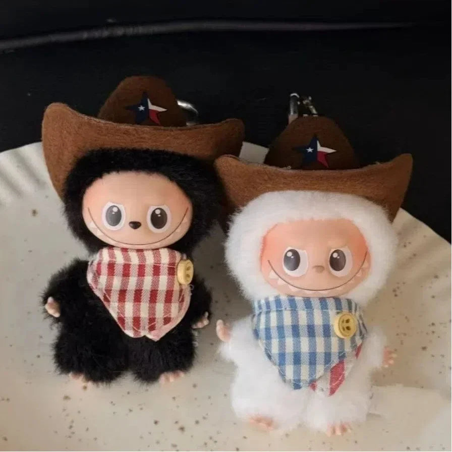 For 10 cm Labubu 4.0 Doll Clothes Cowboy Hat Scarf Cute Soft Doll Clothes Bow Scarf Decoration Christmas Gifts