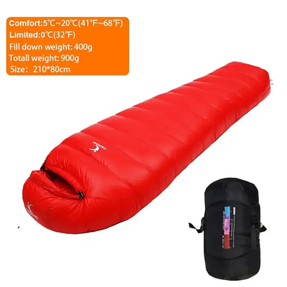 Outdoor Camping White Duck Down Sleeping Bag Ultralight Winter Autumn Adult Sleeping Bag Suitable for Travel Hiking Camping