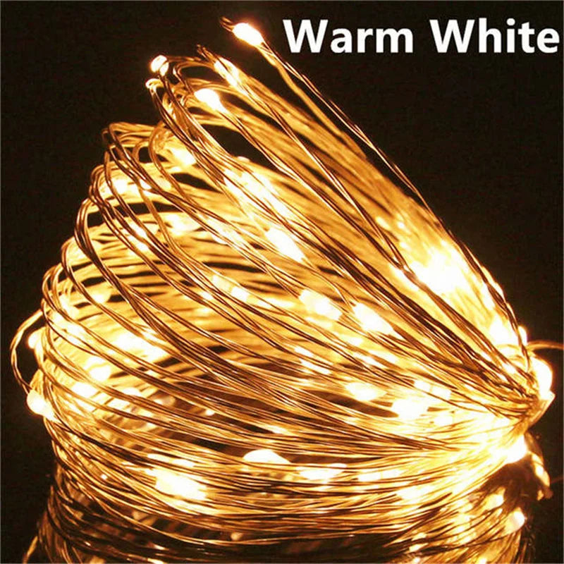 Guirxiété lumineuse LED dégradée USB, fil de cuivre, 20m, 200LED, guirxiété de lampe extérieure de vacances, arbre de Noël, décoration de fête de mariage