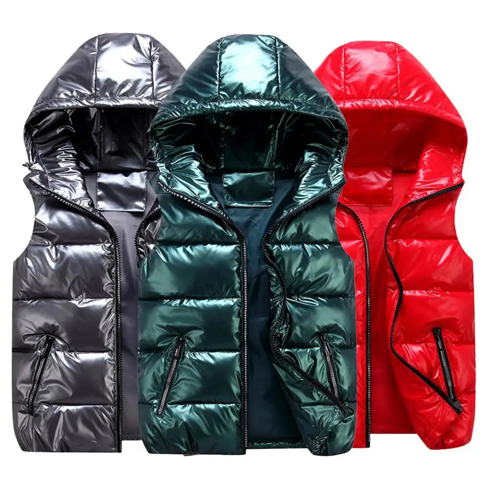 Warm Winter Vest for Women, Bright Color Pockets, Cotton Padded Vest, Quilted Inner Layer, Bright Color Vest for Women, Streetwear