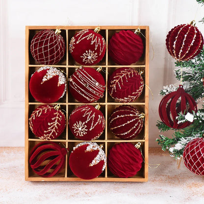 Grandes Boules de Noël Rouge de 8cm, Décorations pour la Maison, Cadeau de Nouvel An, 2024, 2025