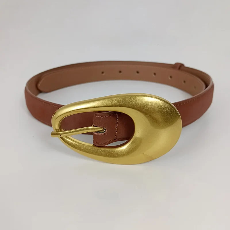 Ceinture en cuir véritable doré pour femme, ceinture de cow-girl occidentale, haute qualité, élégante, mode féminine, affaires, cerf, E27