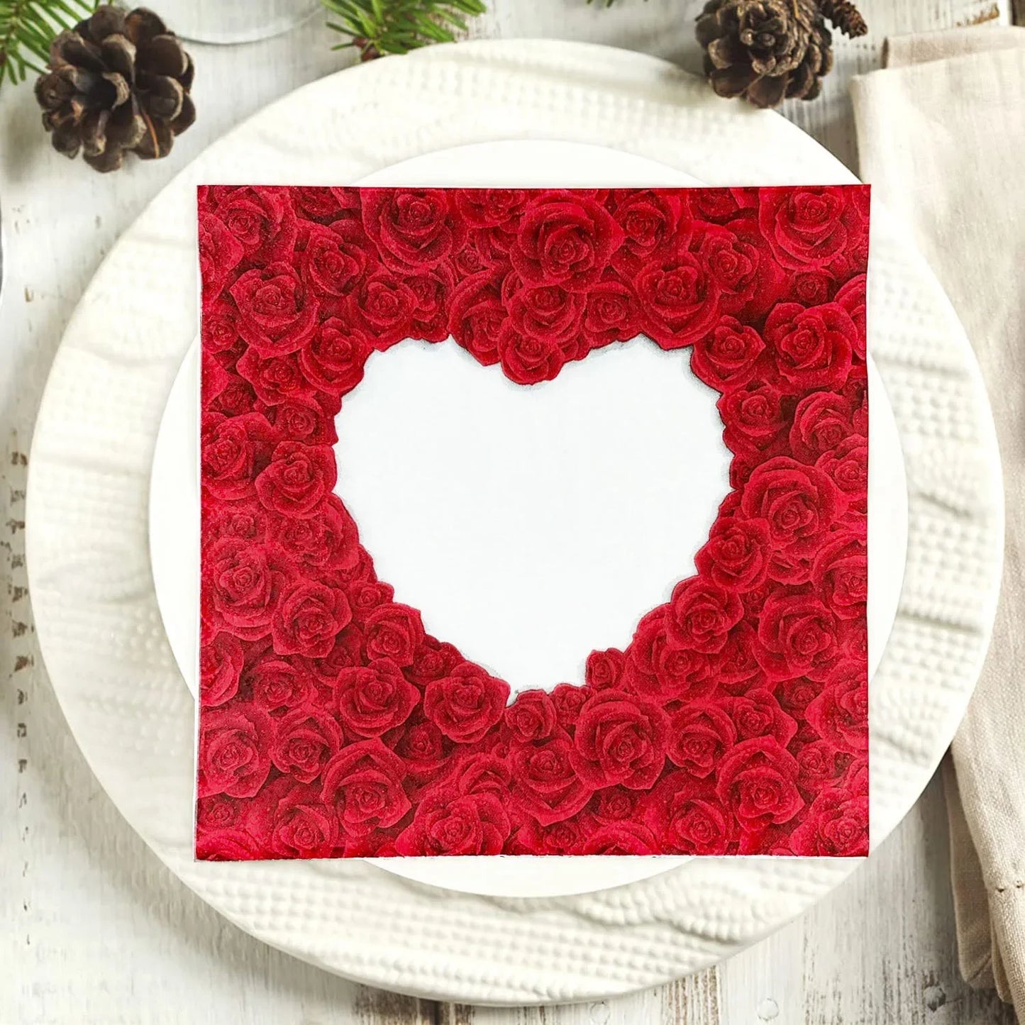 Serviettes imprimées colorées en forme de cœur de Rose pour la saint-valentin, papier de soie pour fête de fiançailles, qualité alimentaire, 2 plis, non parfumé