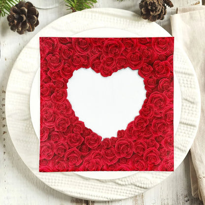Serviettes imprimées colorées en forme de cœur de Rose pour la saint-valentin, papier de soie pour fête de fiançailles, qualité alimentaire, 2 plis, non parfumé