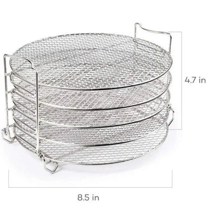 Air Fryer Grill Stand with Five Stackable Layers, Food Grade Stainless Steel Dehydrator Rack Accessories