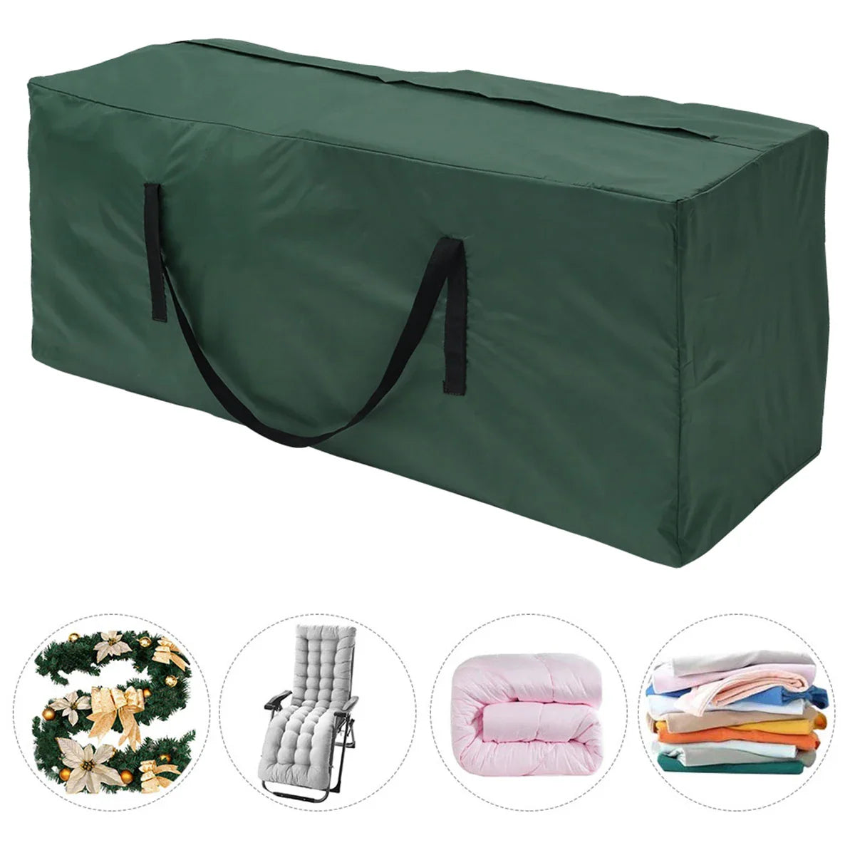 Sac de rangement pour coussins de mobilier, imperméable, anti-UV, résistant à l'usure, en tissu Oxford 210D robuste, sac de rangement pour sapin de Noël pour le jardin