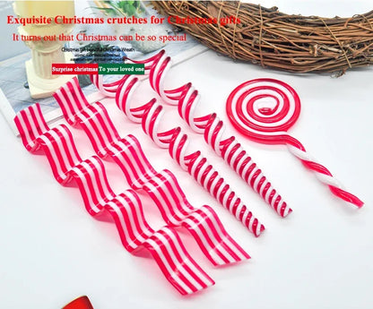 Cannes à bonbons de Noël en acrylique, pendentif béquille torsadé pour arbre de Noël, décorations de Noël pour le Nouvel An, ornements, cadeaux
