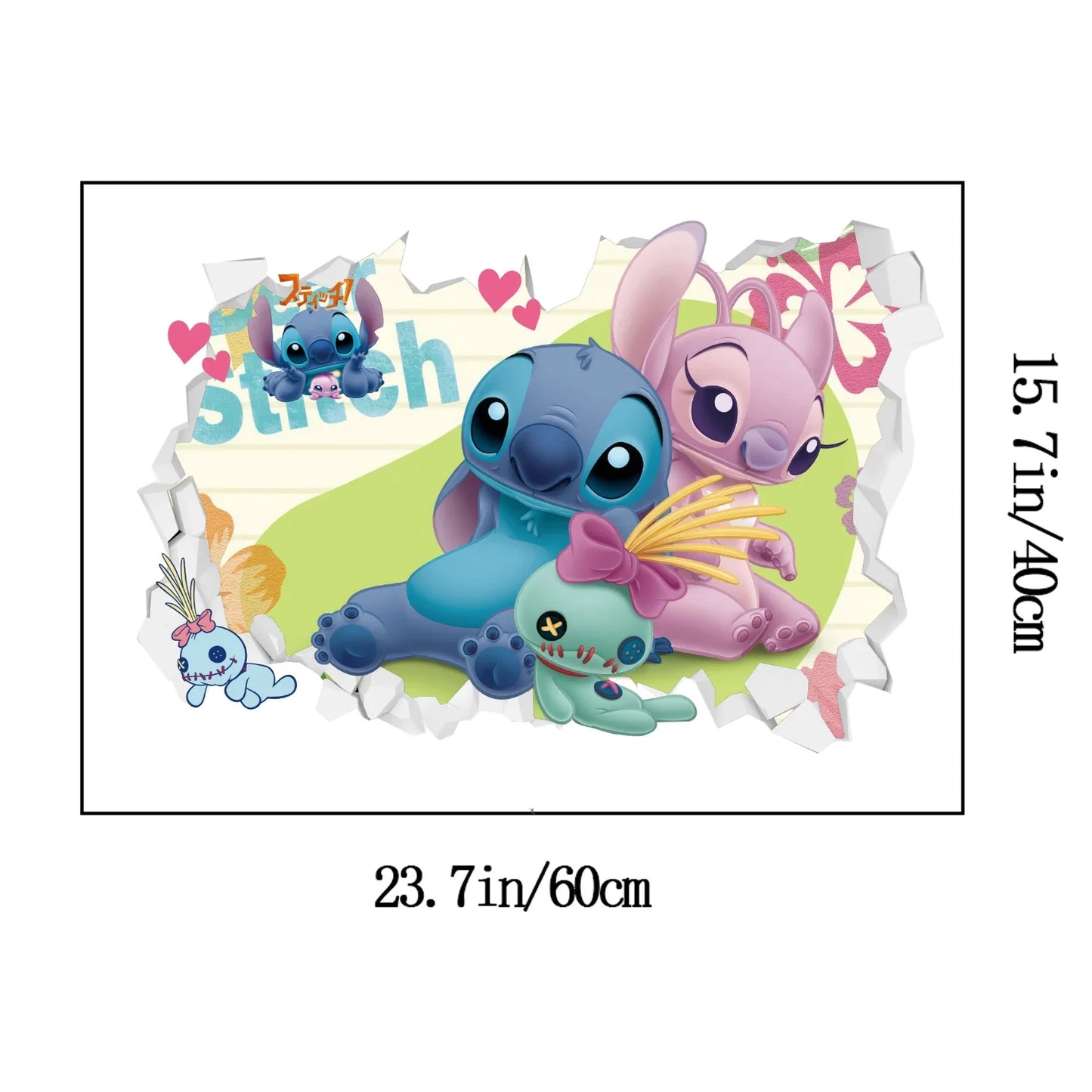 MINISO Autocollants Muraux Dessin Animé Lilo & Stitch pour Chambre d'Enfant, Maternelle, Salon, Chambre à Coucher, Décoration Murale, Poster Animé