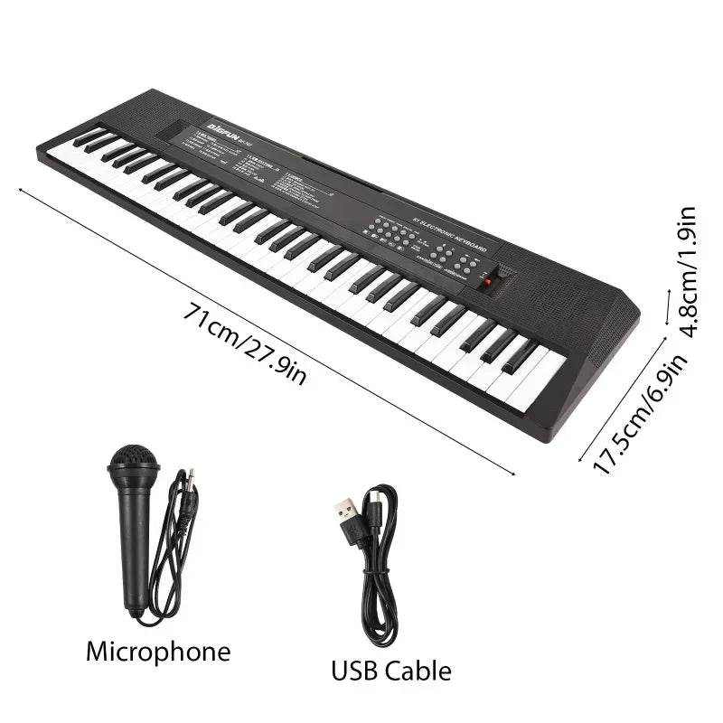 BIGFUN-Clavier électronique à 61 touches pour touristes, piano, haut-parleurs, 8 tons, 5 dangthms, 5 tambours, percussion, tension, 6 démonstration, musique