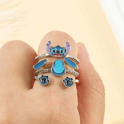 Stitchou Toys Anime Cartoon Stitchou Girls Women's Open Adjustable Finger Toys Accessories Christmas Gift