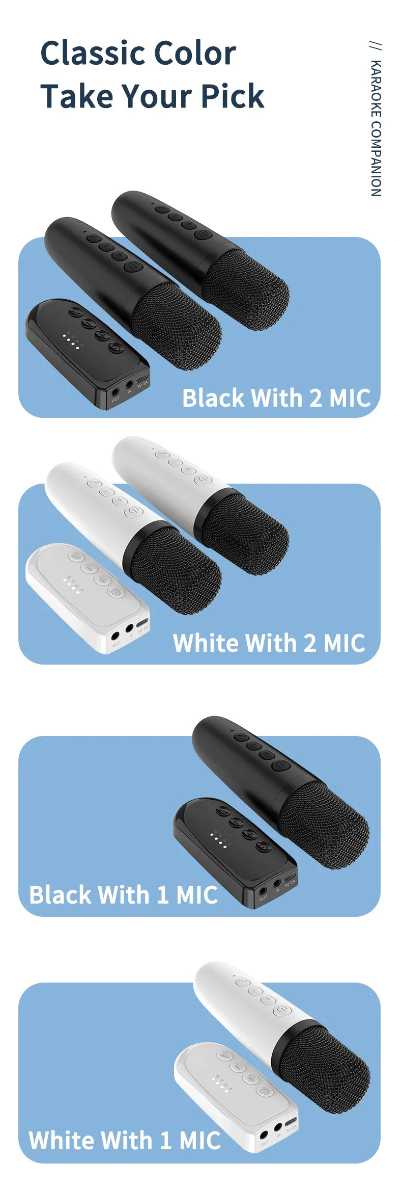Wireless Karaoke Companion Bluetooth 5.3 Dynamic Microphone KTV DSP Mixer System 3.5MM AUX Type-C Amplifier Host For Speaker Car