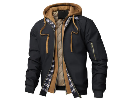 Autumn Winter Men's Warm Bomber Jacket Outdoor Man Thick Windbreaker Hiking Hooded Coats Men Thermal Sports Zipper Parkas Jacket