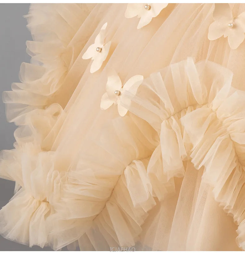 Robe de soirée 2025, robe de princesse pour filles, tenue de concours de fleurs, piano, Recital, anniversaire, mariage, jupe de ballerine, occasion formelle