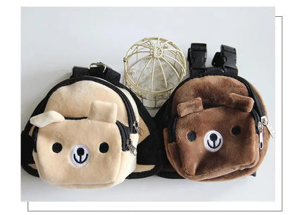 Sac à dos durable pour chien de compagnie, sac à dos auto-transporté pour chiot, laisse réglable, harnais portable de dessin animé, sac de collation en plein air pour chien en peluche
