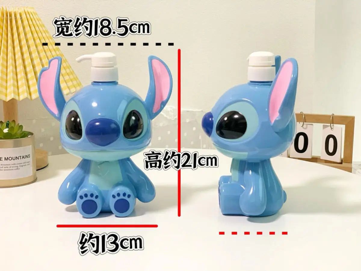 Stitch Sitting Position Lotion Bottle Refillable Pump Container for Shampoo Body Wash Cute Cartoon Travel Dispenser Bathroom Use
