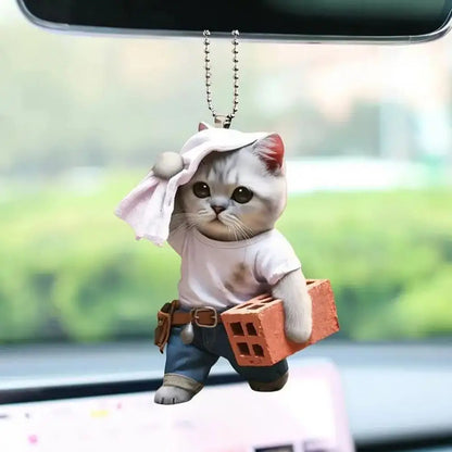 Acrylic Cat Charm for Car Realistic Cat Pendant Car Ornament Hanging Decor for Car Lovers Acrylic Charm Party Festival Gift