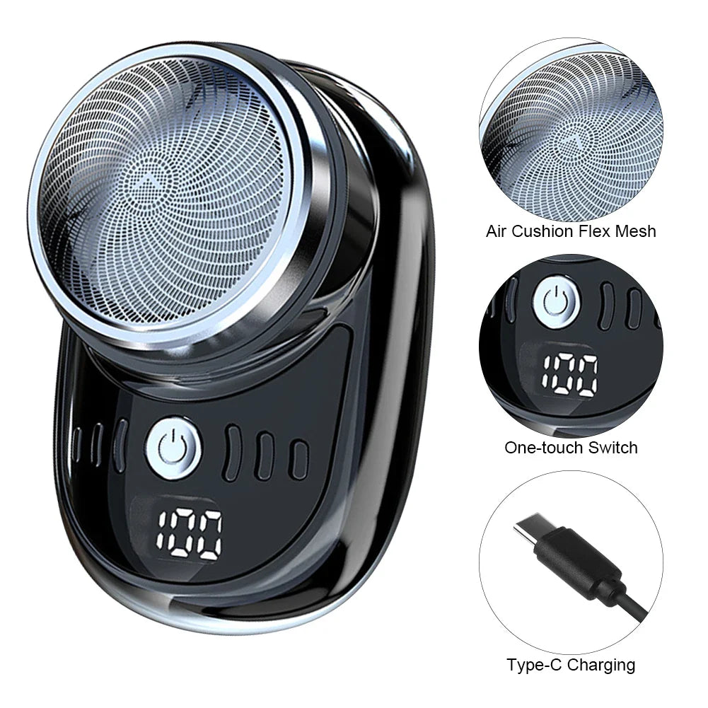 Mini Afeitadora Eléctrica De Viaje Para Hombre, Máquina De Afeitar Con Carga USB, Lavable, Para Barba Y Cara, Tama?o De Bolsil