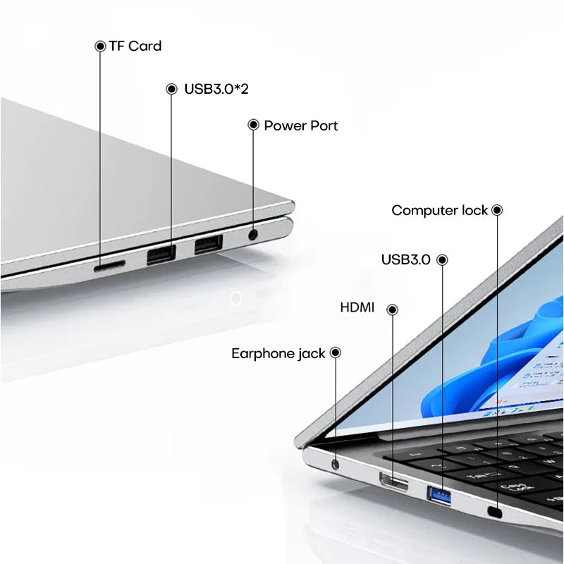 Xiaman 17.3" Gaming Laptop Computer PC Windows 11 Pro Intel Celeron N5095 Laptops Discrete Graphics 16GB RAM 1TB SSD Notebook PC