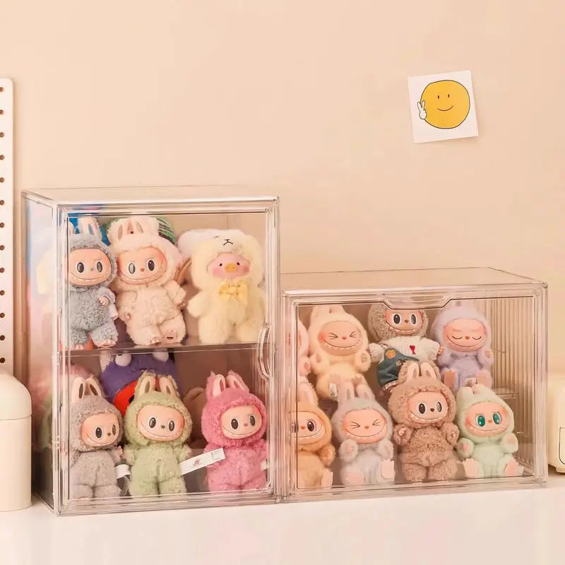 Labubu Doll Storage Box Large Capacity Transparent Acrylic Display Cabinet Dustproof Case Desktop Organizer For Home