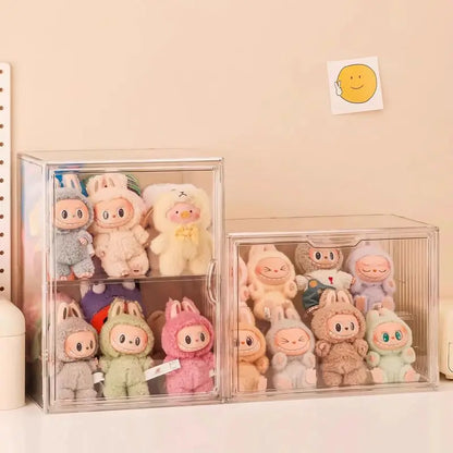 Labubu Doll Storage Box Large Capacity Transparent Acrylic Display Cabinet Dustproof Case Desktop Organizer For Home