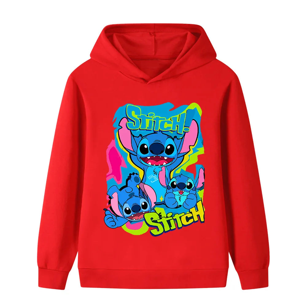 Sweats à capuche mignons et à la mode Stitch pour garçons et filles, confortables et polyvalents pour l'automne et l'hiver