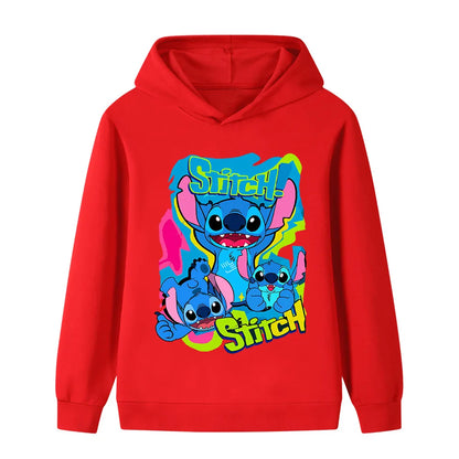 Sweats à capuche mignons et à la mode Stitch pour garçons et filles, confortables et polyvalents pour l'automne et l'hiver