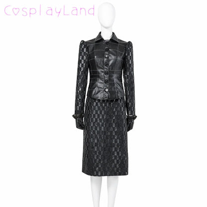 Cruella Costume Halloween Evil Queen Cosplay Outfit Black Fashion Lady Dresses Fancy Emma Formal Suit Jacket Skirt Gloves