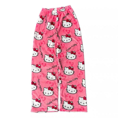 Sanrio Hello Kitty Pajamas Christmas Hello Kitty Flannel Pants Winter Warmth Pajamas Home Pants In Autumn Winter Fashion Trous