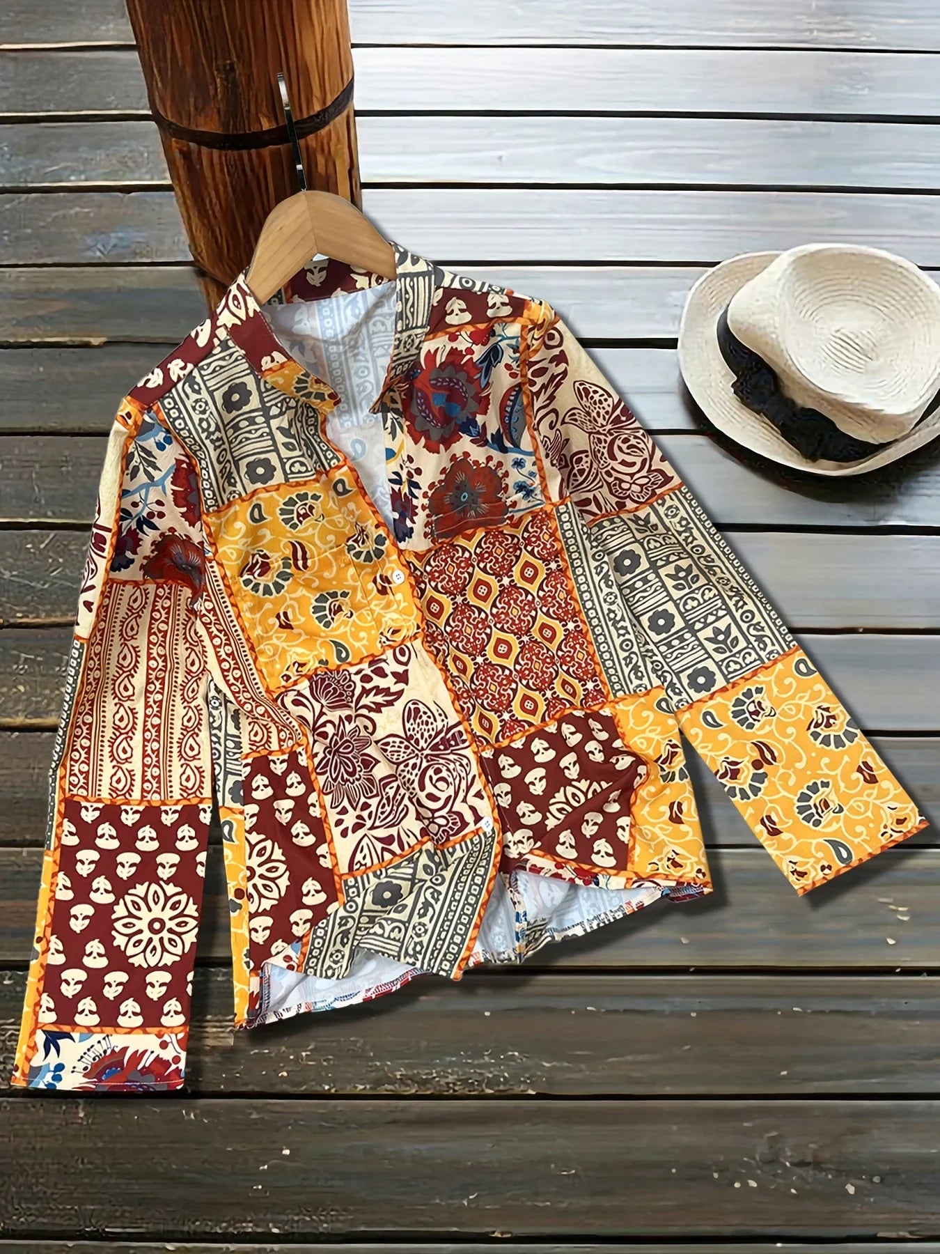Women's casual western ethnic style commuter long-sleeved shirt